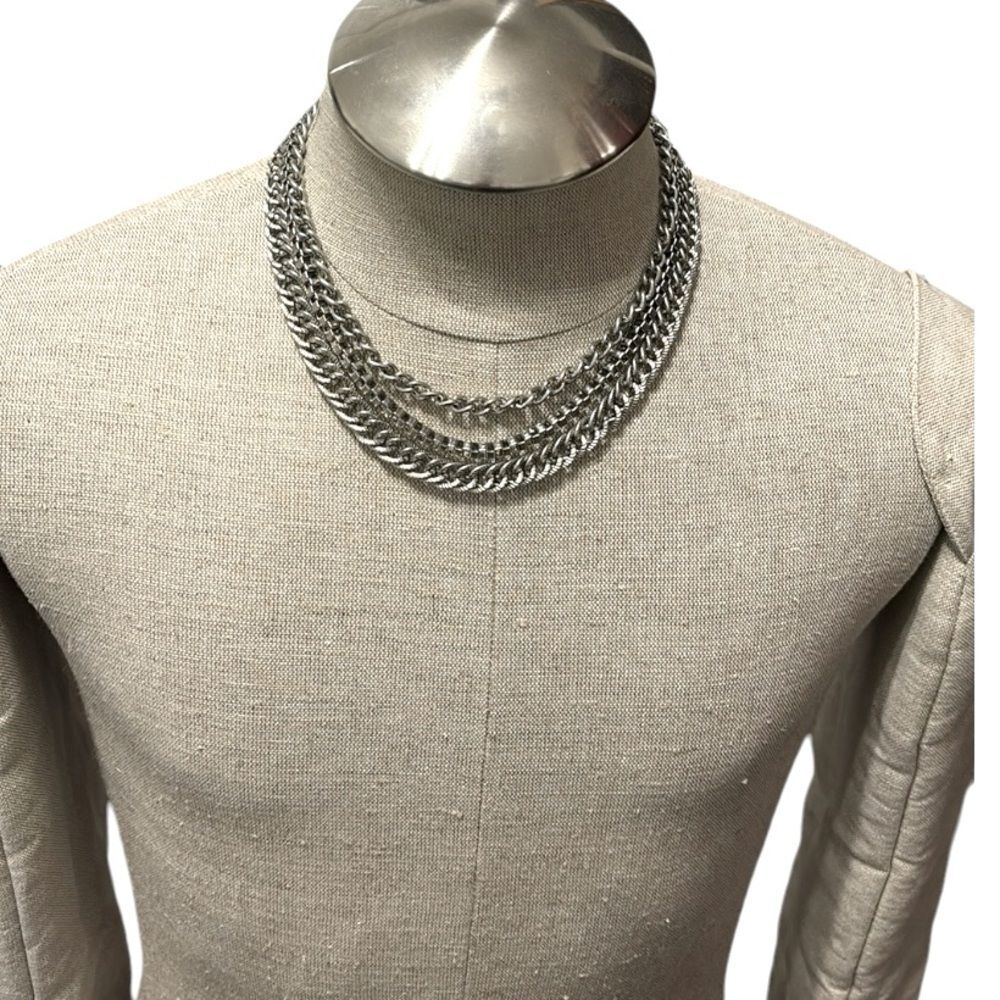 3 Chain 16-19” Women's Adjustable Silver Tone Stainless Steel Necklace Unisex